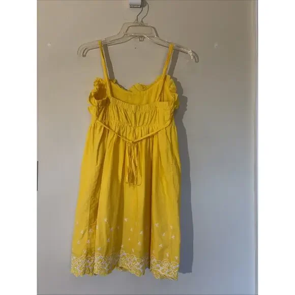 Candies Yellow Y2K Ruffle‎ Embroidery Eyelet Trim Sundress Sleeveless Dress 3 - Picture 7 of 10